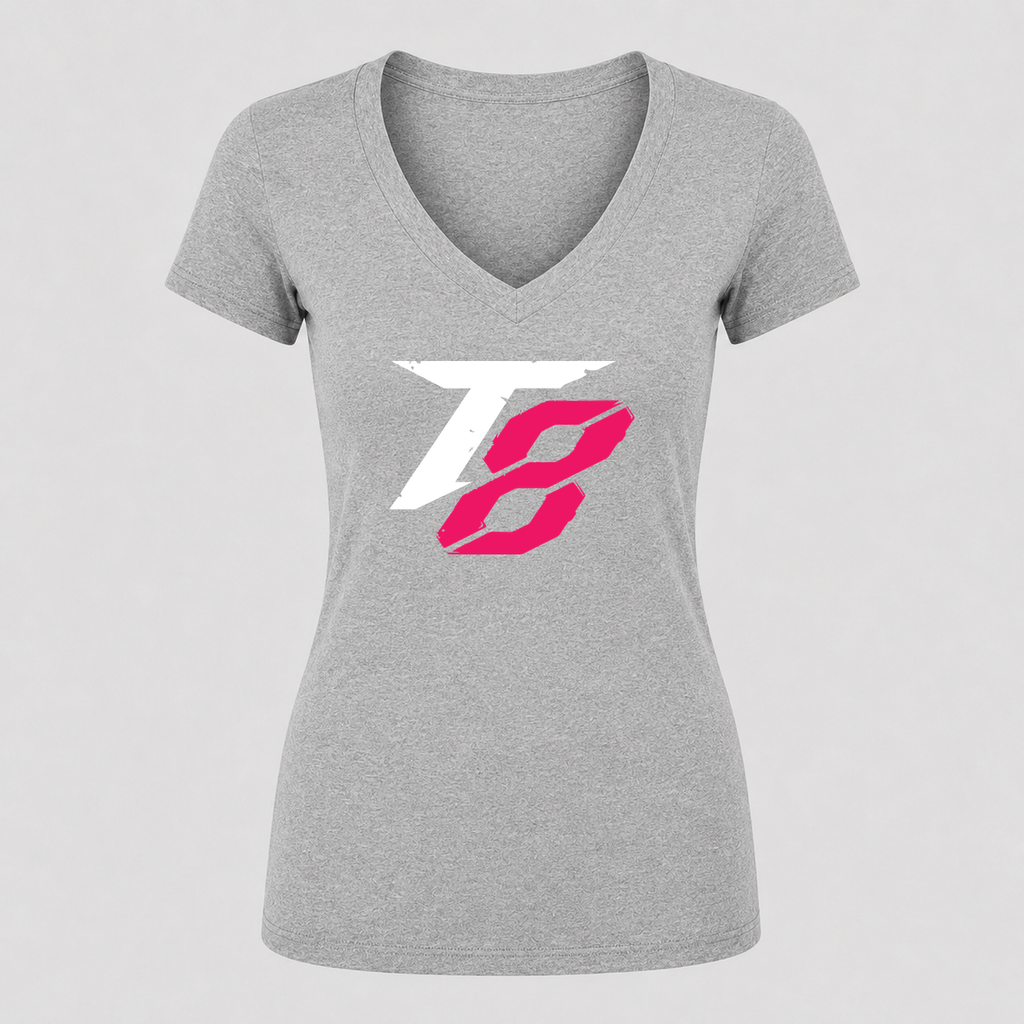 Women's Tekken 8 White V Neck T-Shirt in gray
