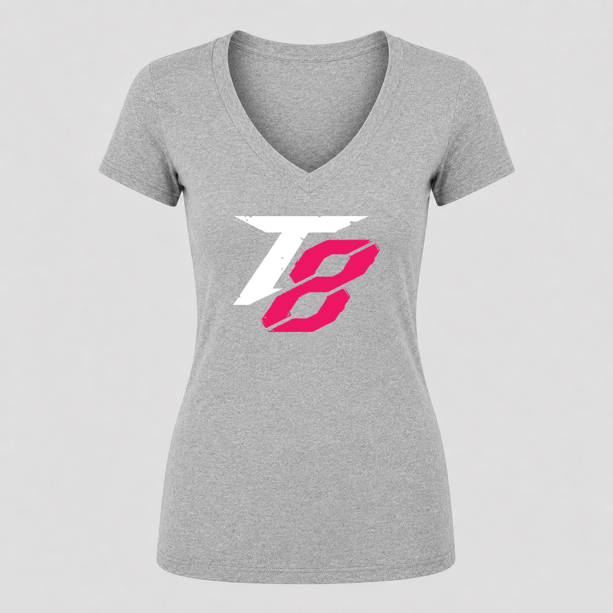 Women's Tekken 8 White V Neck T-Shirt in gray