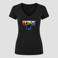 Women's Tetris V Neck T-Shirt in black