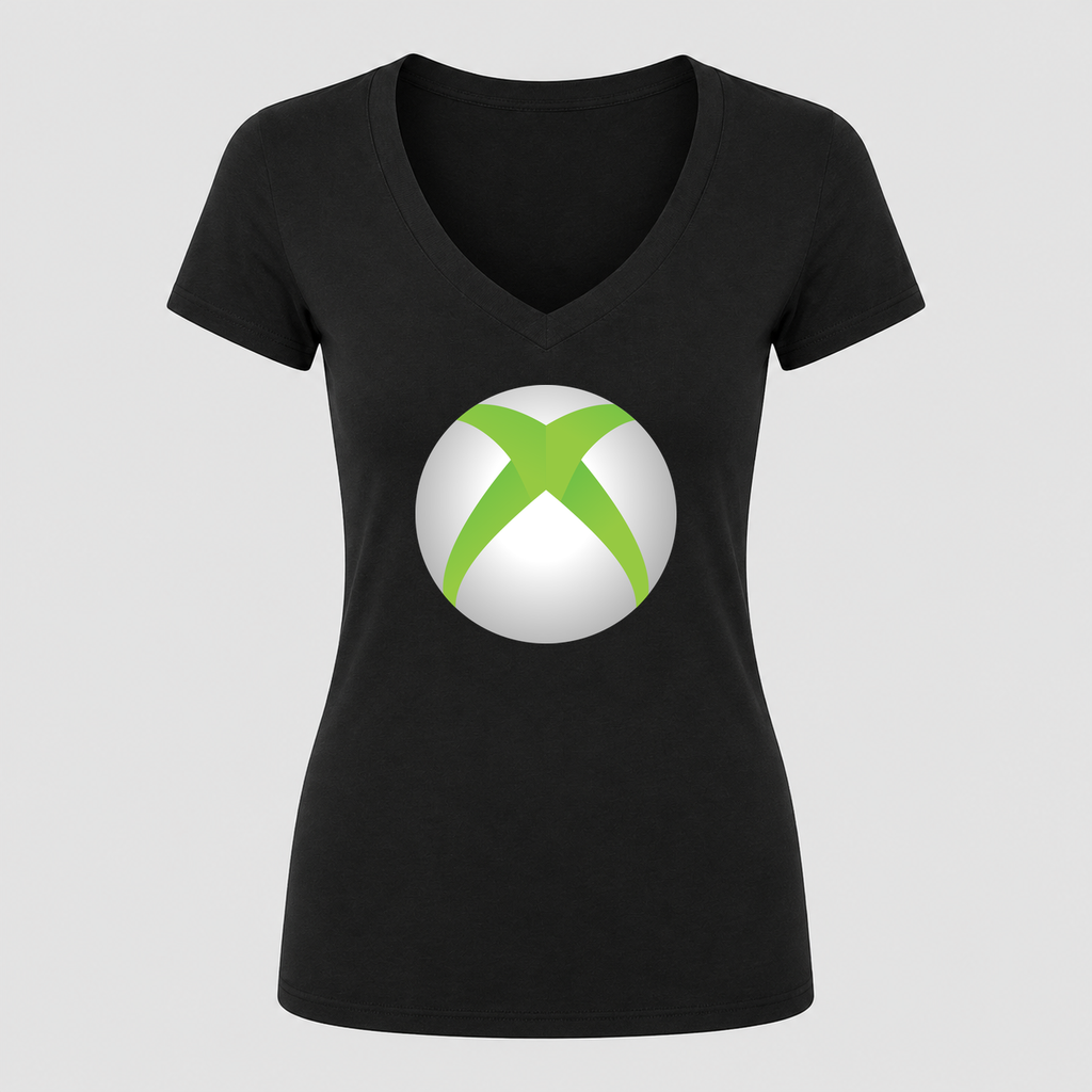 Women's Xbox Gaming V Neck T-Shirt in black