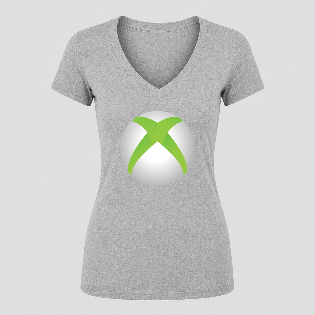 Women's Xbox Gaming V Neck T-Shirt in gray