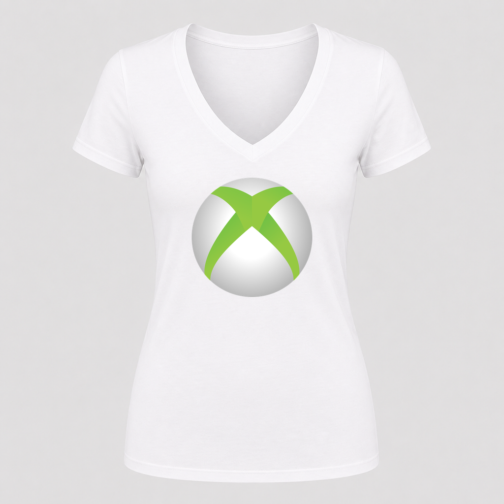Women's Xbox Gaming V Neck T-Shirt in white