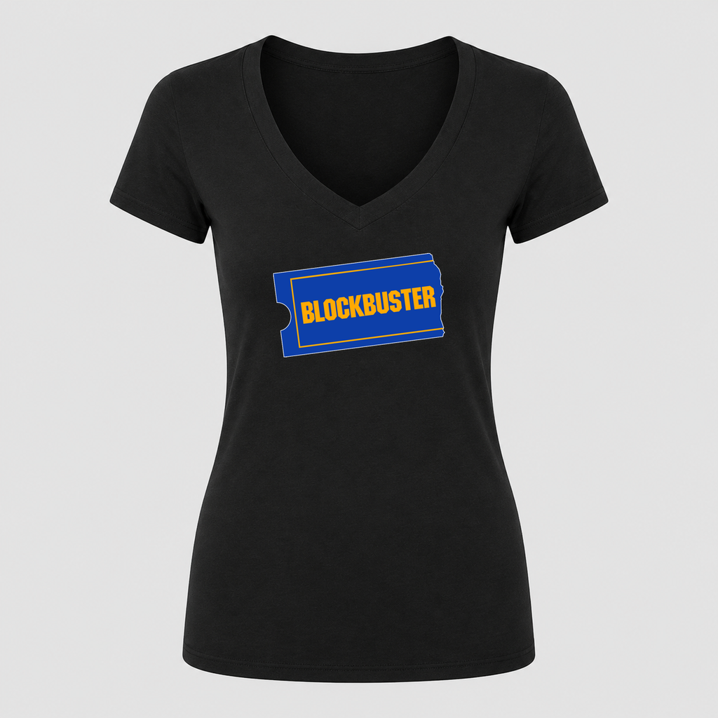 Women's Blockbuster V Neck T-Shirt in black