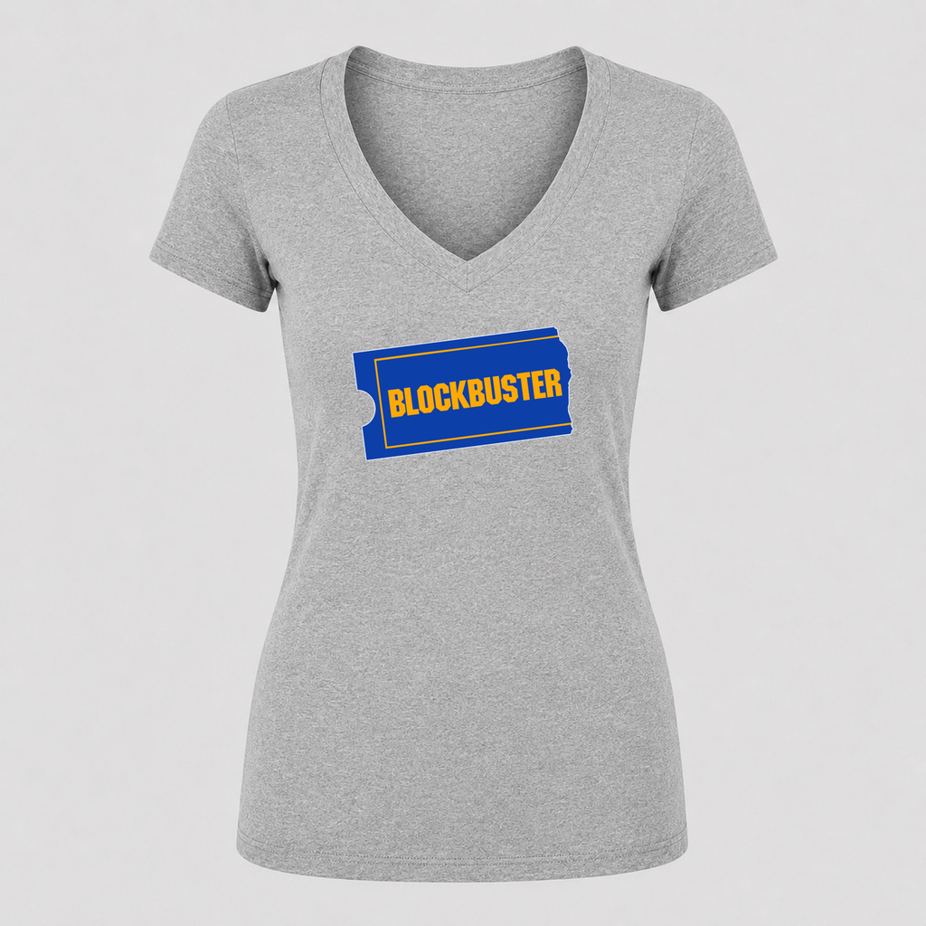 Women's Blockbuster V Neck T-Shirt in gray