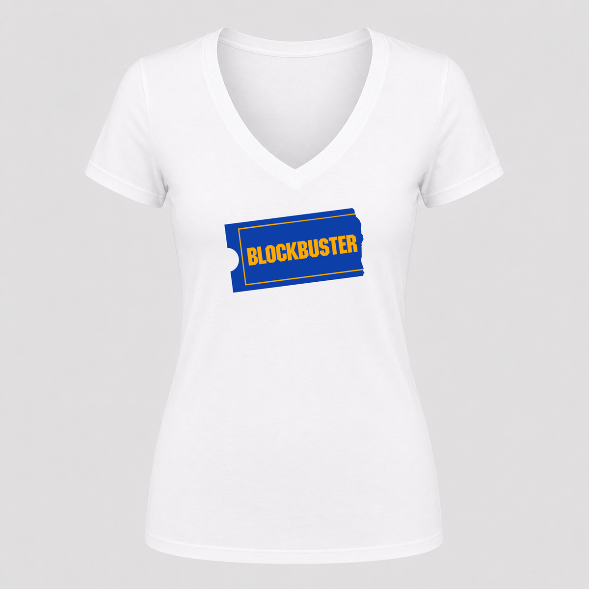 Women's Blockbuster V Neck T-Shirt in white