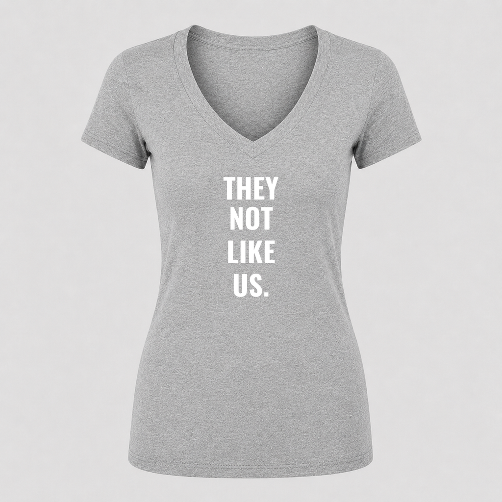 Women's They Not Like Us V Neck T-Shirt in gray