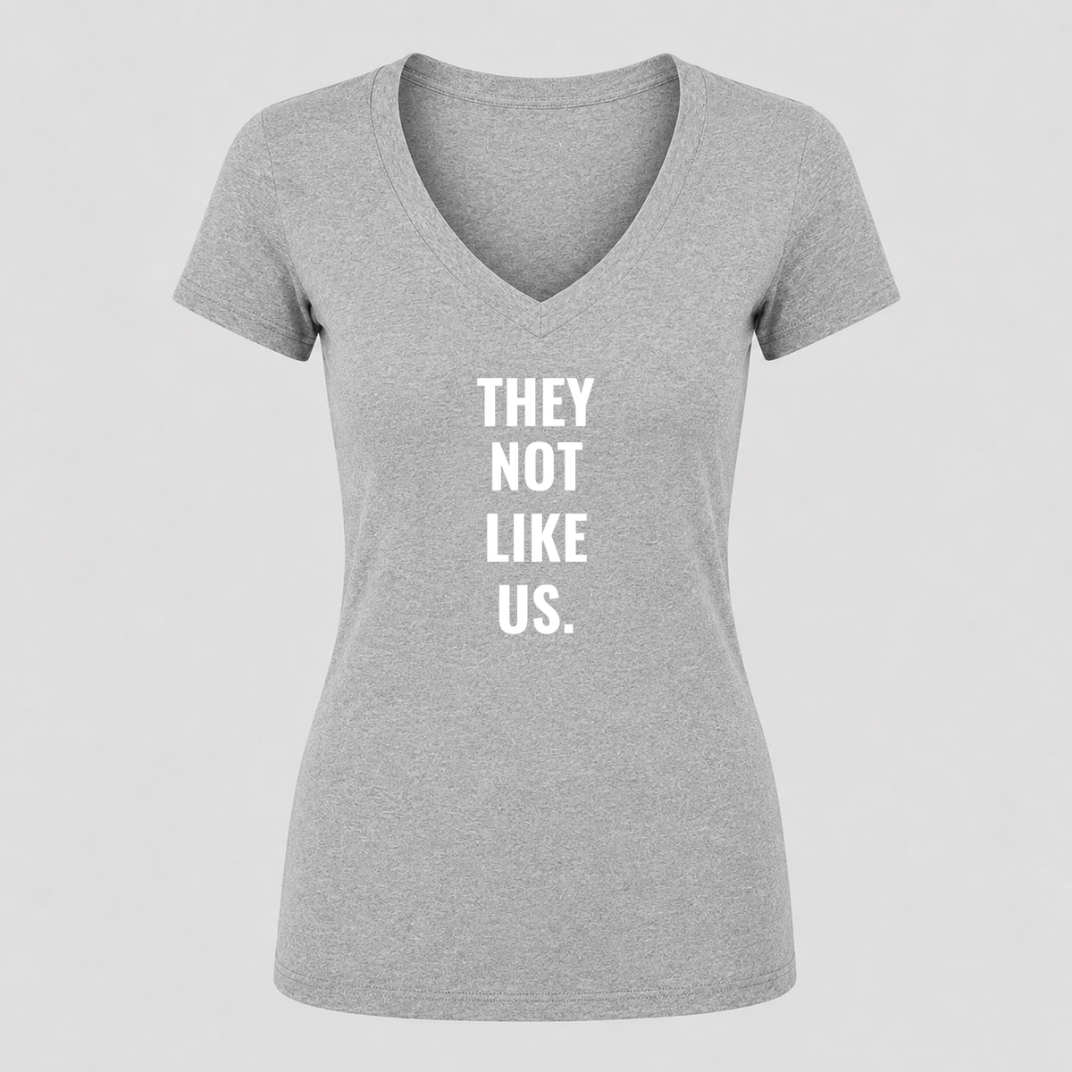 Women's They Not Like Us V Neck T-Shirt in gray