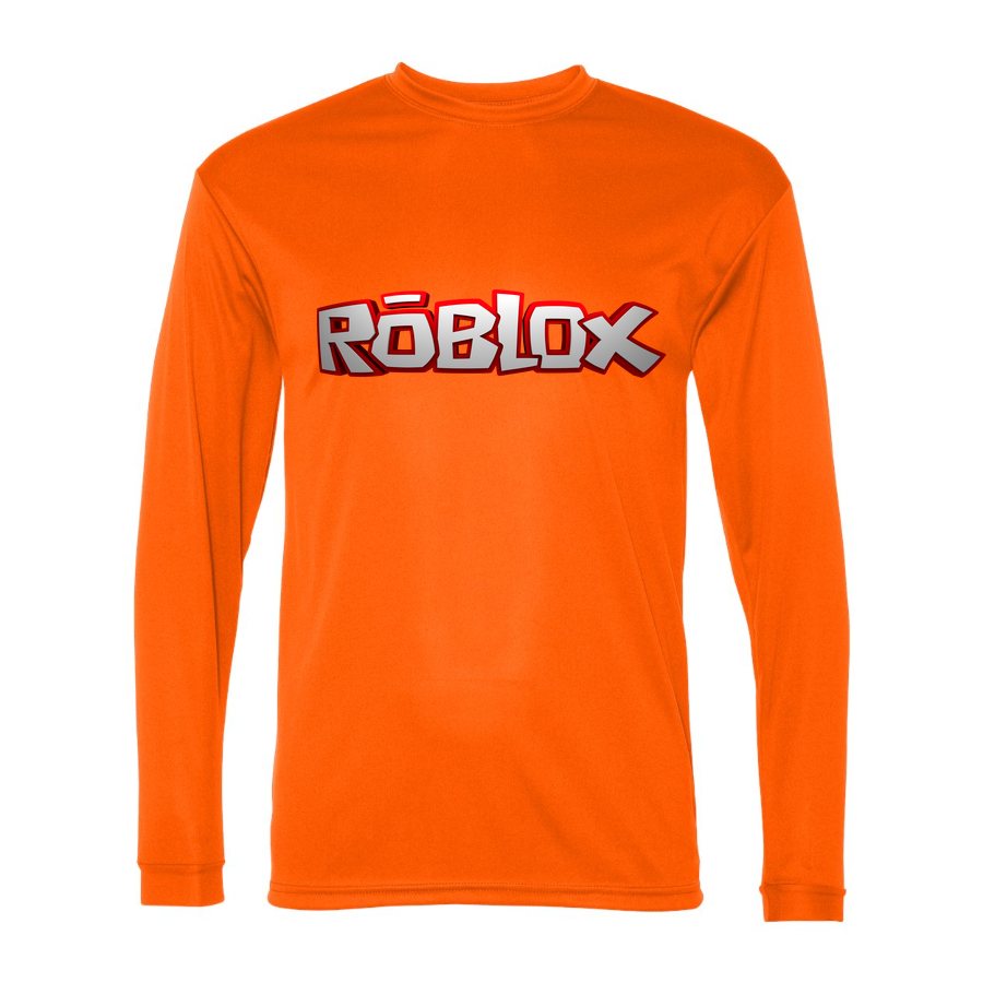 Men's Roblox Polyester Long Sleeve T-Shirt - Safety Orange