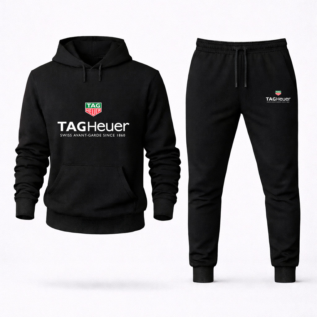 TAG Heuer White Hoodie and Joggers Set - Black