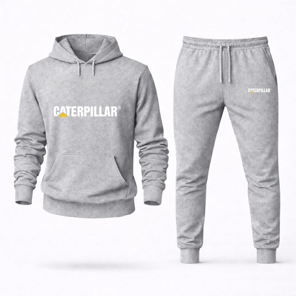 Caterpillar White Hoodie and Joggers Set - Grey