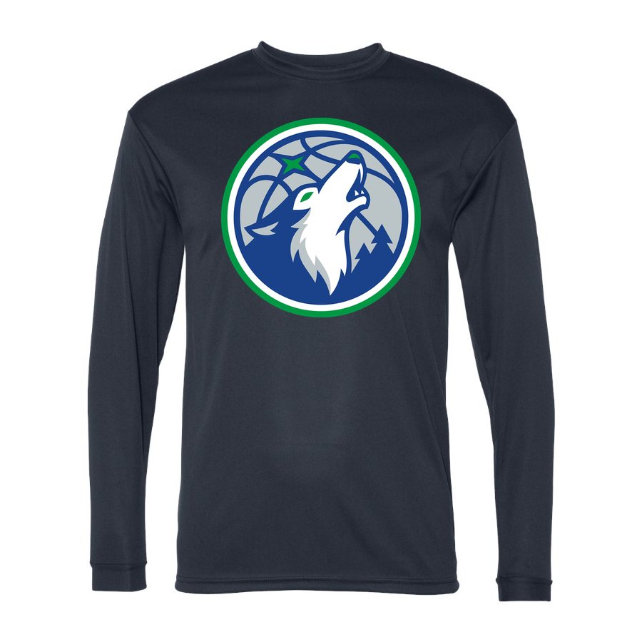 Men's Minnesota Timberwolves Polyester Long Sleeve T-Shirt - Navy