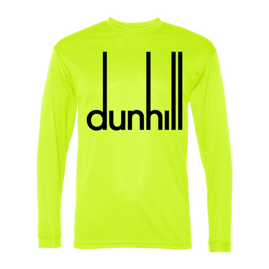 Men's Dunhill Black Logo Polyester Long Sleeve T-Shirt - Safety Yellow