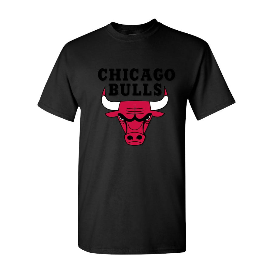 Men's Chicago Bulls Black Logo Cotton T-Shirt - Black