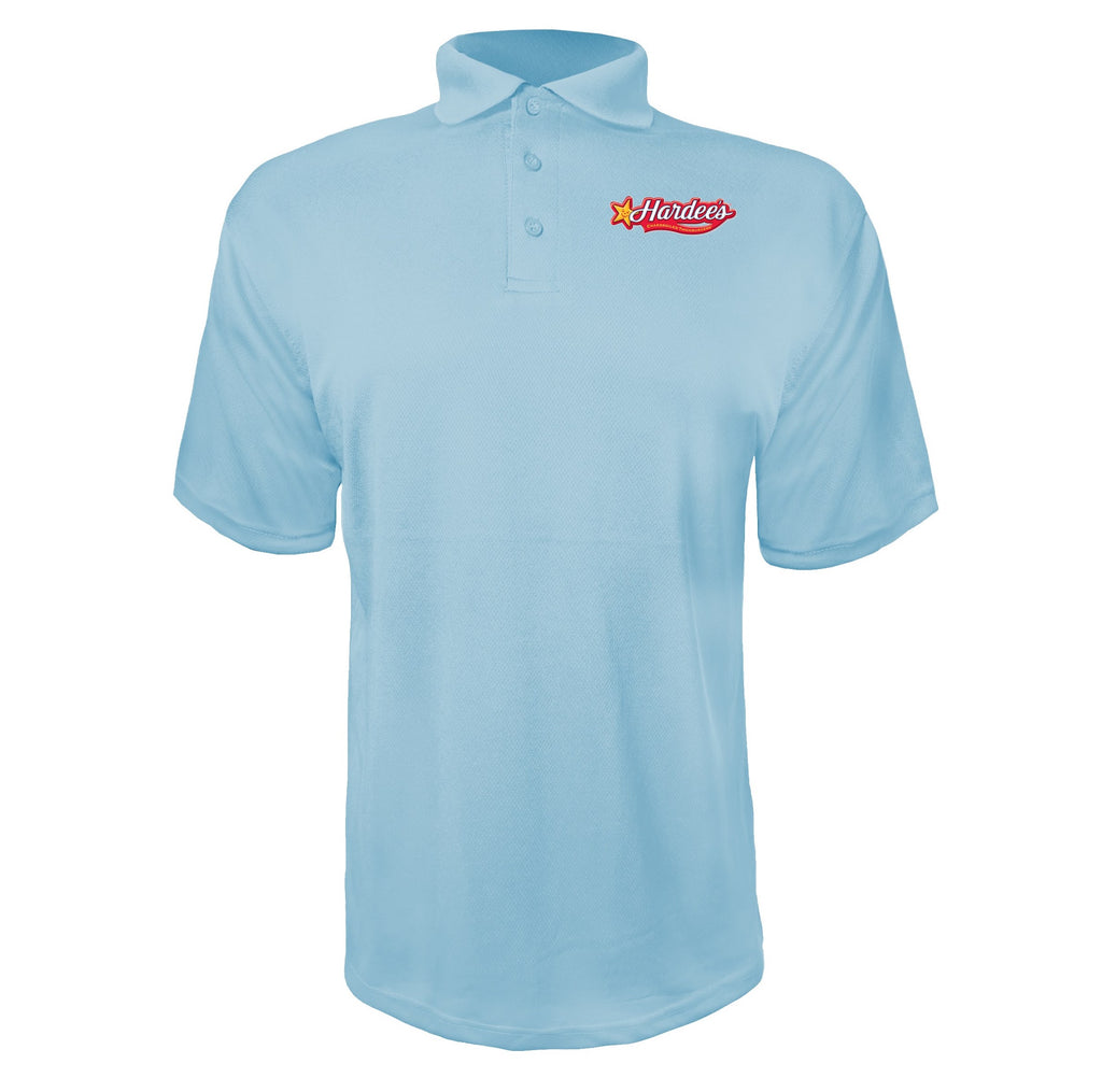 Hardees men's polyester polo in Sky Blue