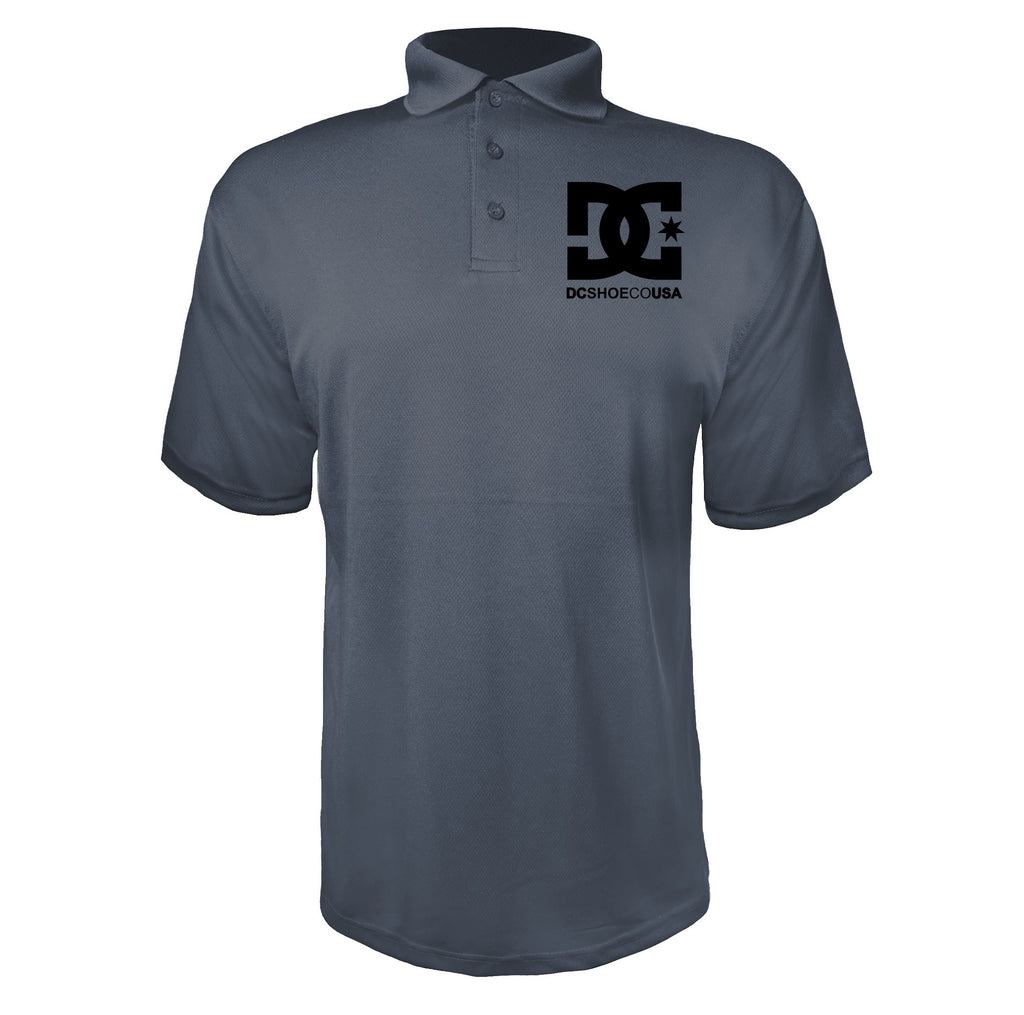 DC men's polyester polo in Charcoal