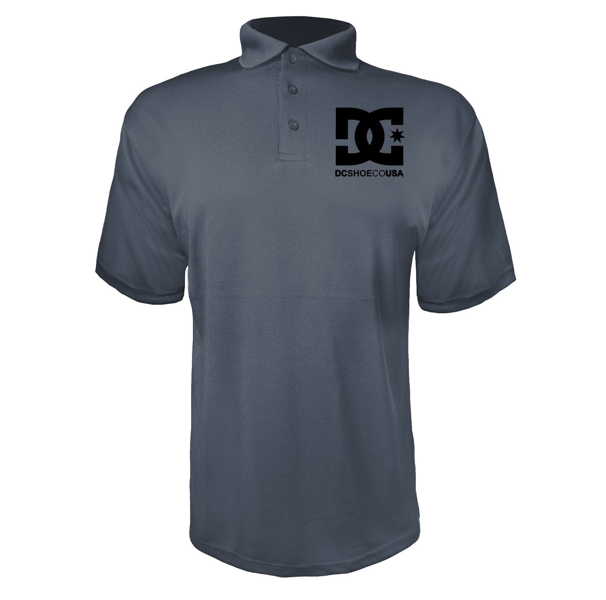 DC men's polyester polo in Charcoal