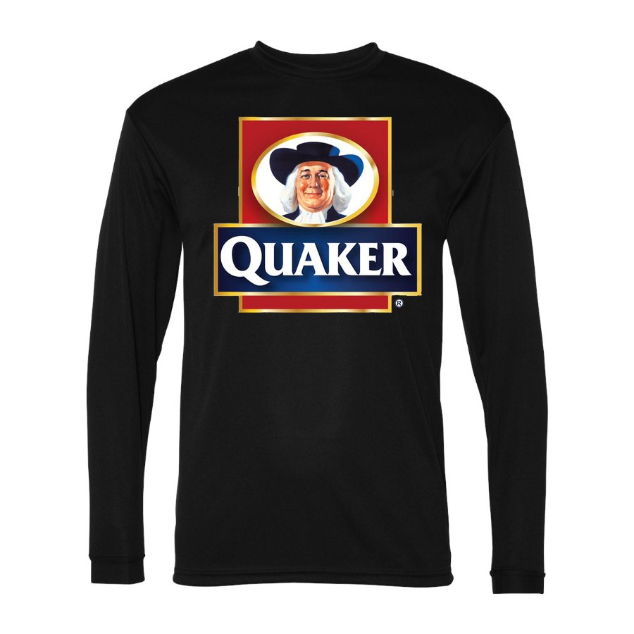 Men's Quaker food Polyester Long Sleeve T-Shirt - Black