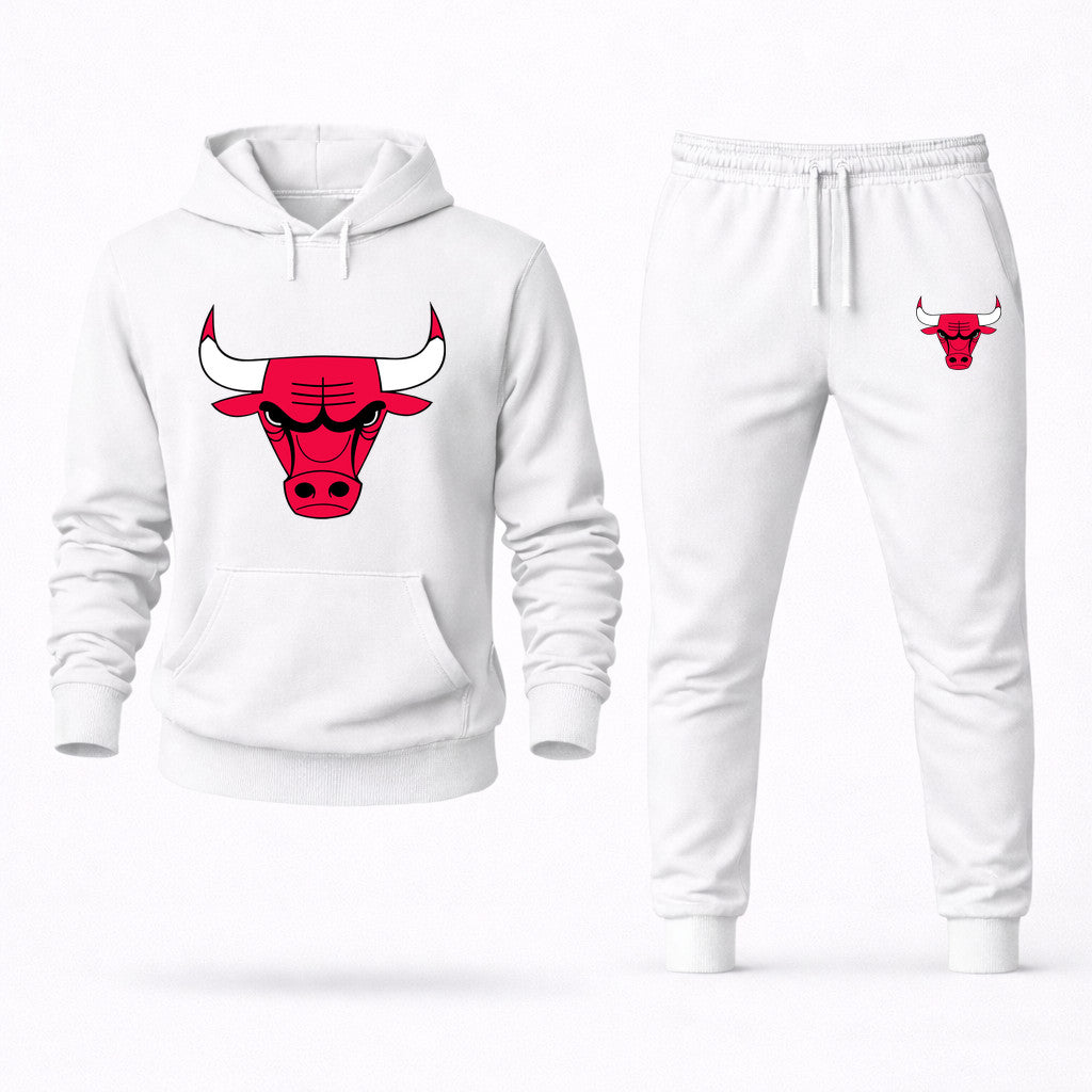 Chicago Bulls Hoodie and Joggers Set - White