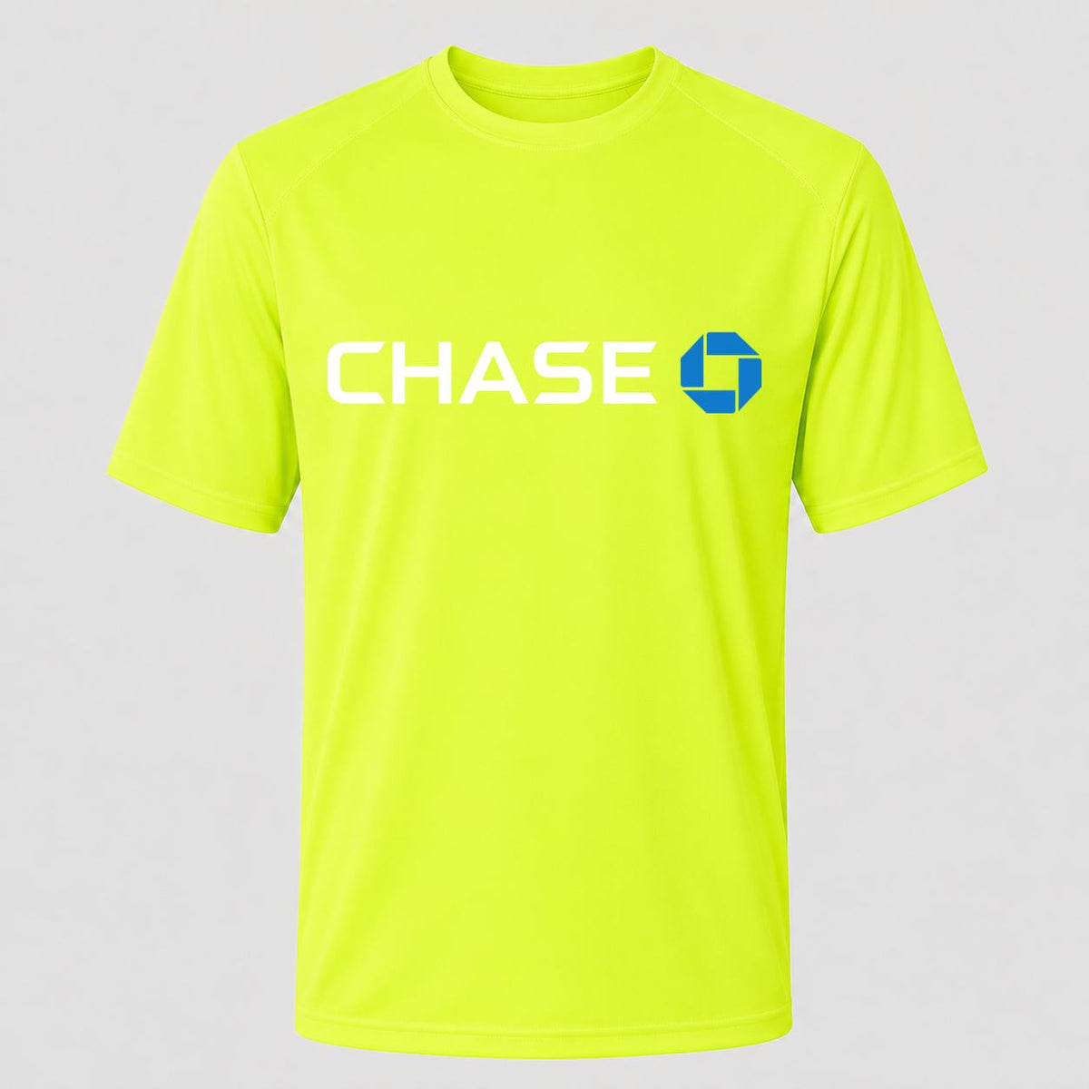 Men's Chase White Performance T-Shirt - Safety Green