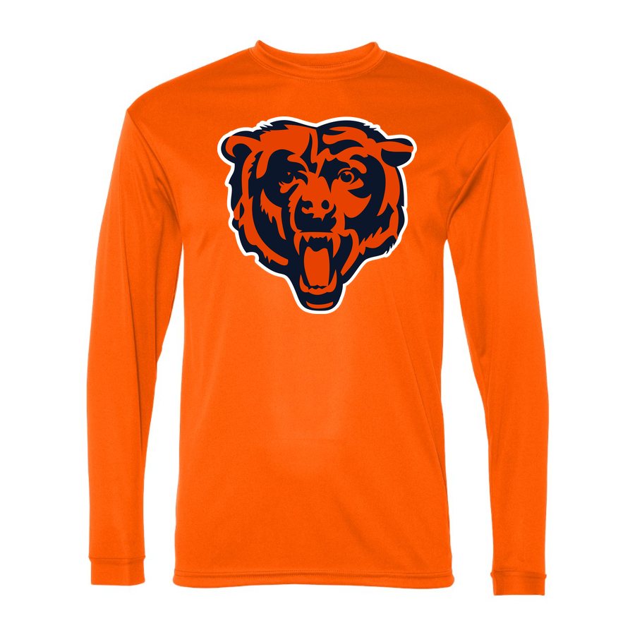 Men's Chicago Bears Polyester Long Sleeve T-Shirt - Safety Orange