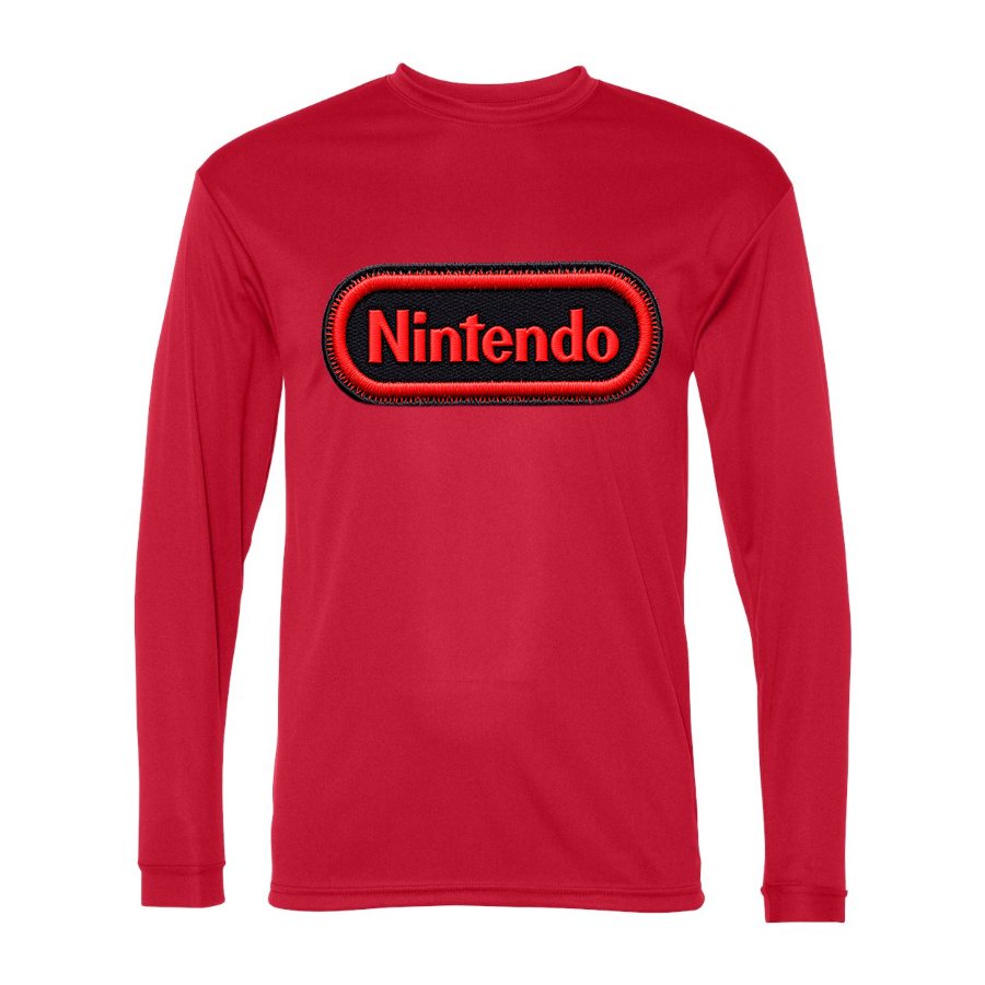 Men's Nintendo Embroidery Polyester Long Sleeve T-Shirt - Red