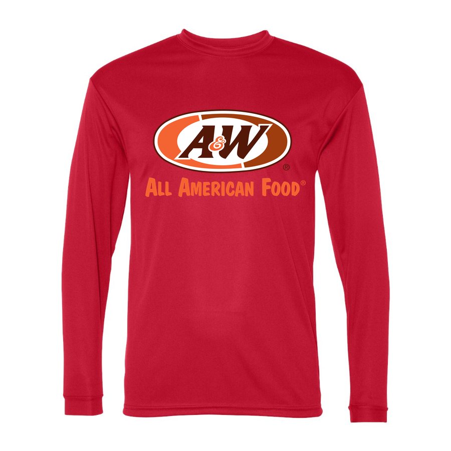 Men's A&W Polyester Long Sleeve T-Shirt - Red