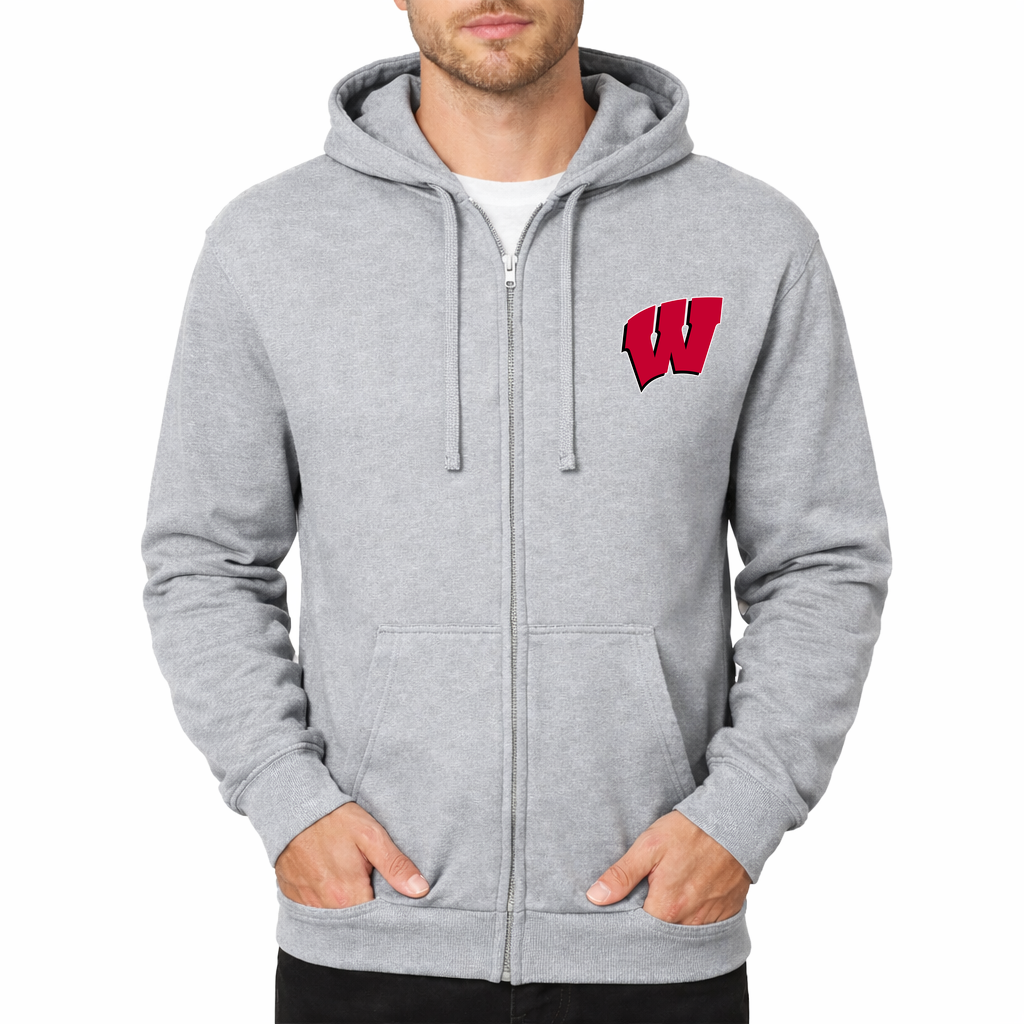 Men's Wisconsin Badgers Zipper Hoodie - Grey