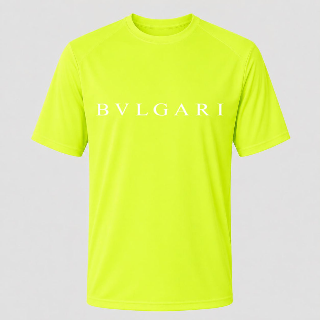 Men's Bvlgari White Performance T-Shirt - Safety Green