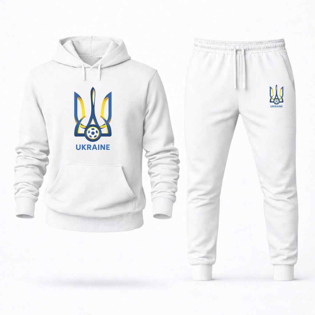 Ukraine National Football Team Hoodie and Joggers Set - White