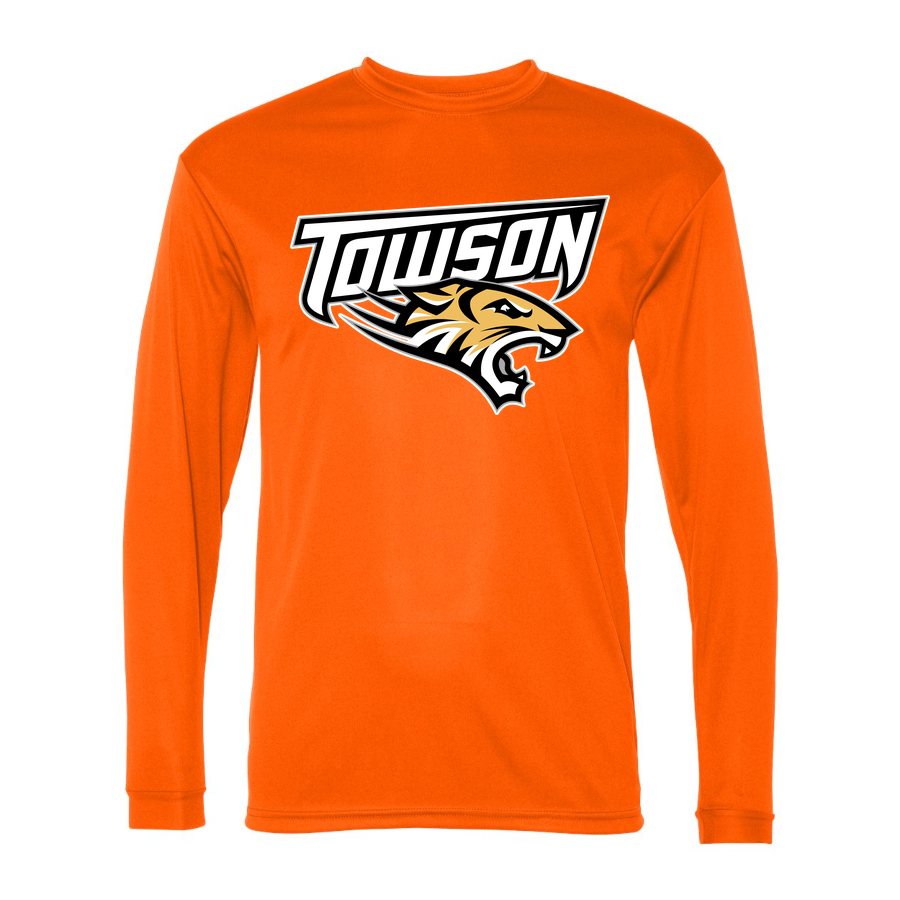 Men's Towson Tigers Polyester Long Sleeve T-Shirt - Safety Orange