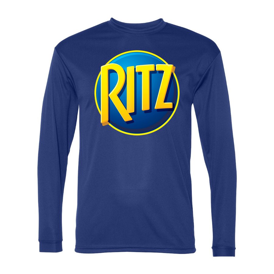 Men's Ritz Mondelez food Polyester Long Sleeve T-Shirt - Royal Blue