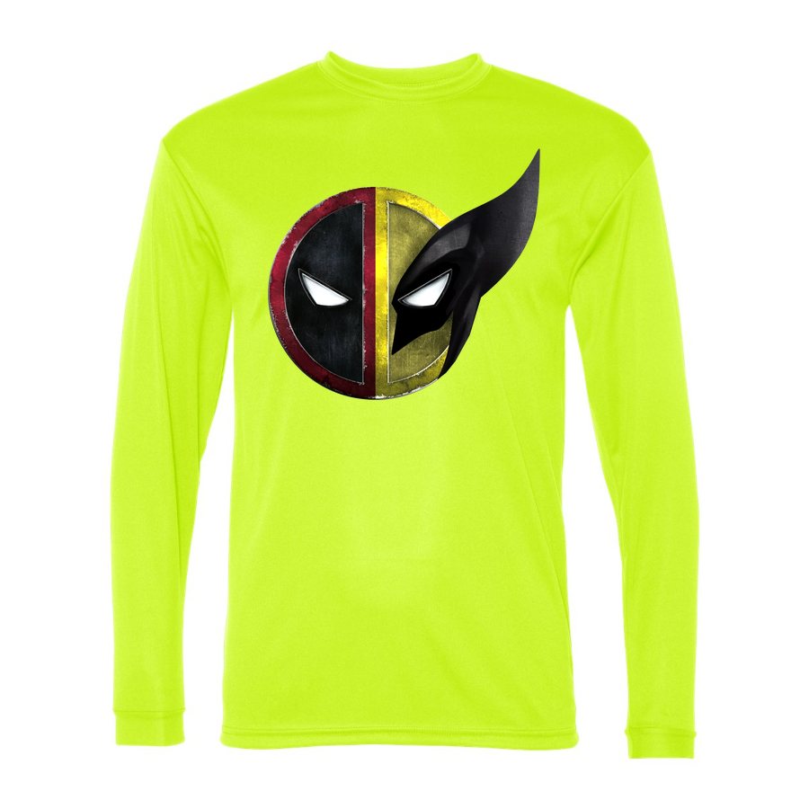 Men's deadpool & wolverine Polyester Long Sleeve T-Shirt - Safety Yellow