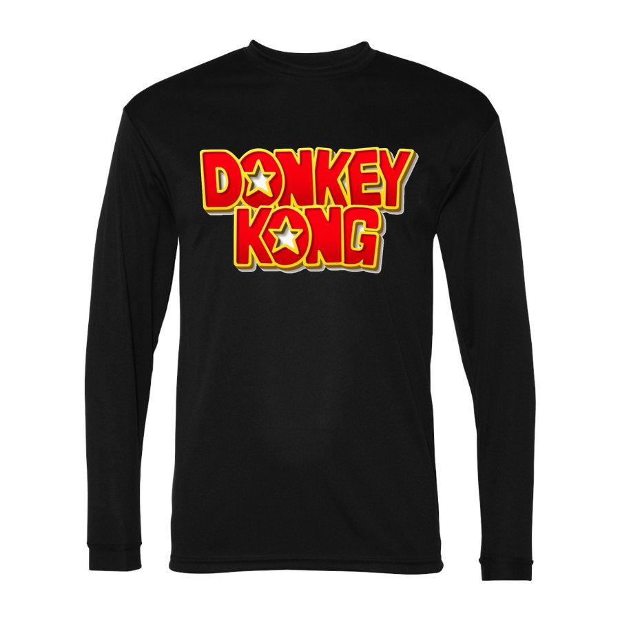Men's Donkey Kong Polyester Long Sleeve T-Shirt - Black