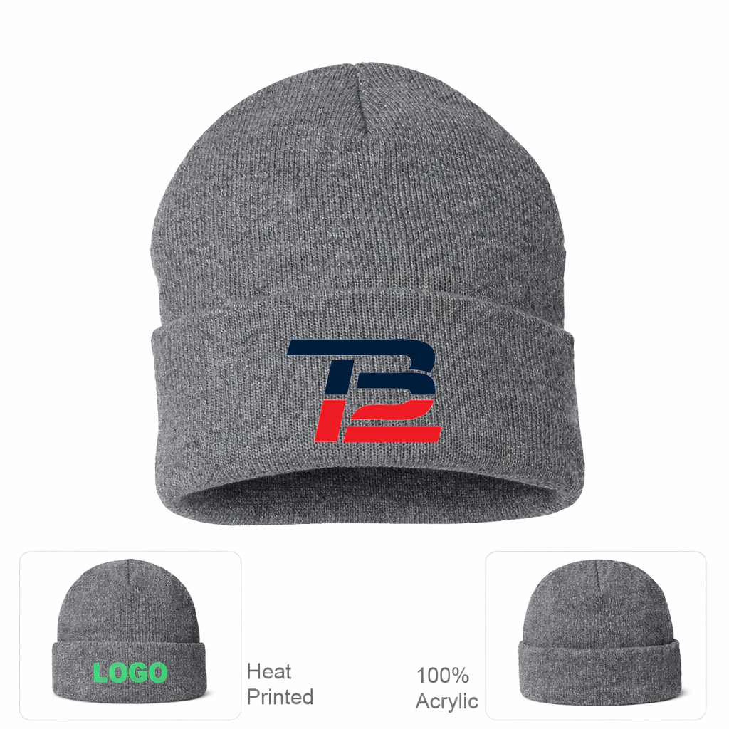 Tom Brady 12 Beanie Hat - Grey