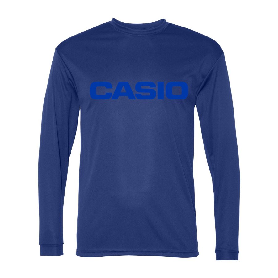 Men's Casio Polyester Long Sleeve T-Shirt - Royal Blue