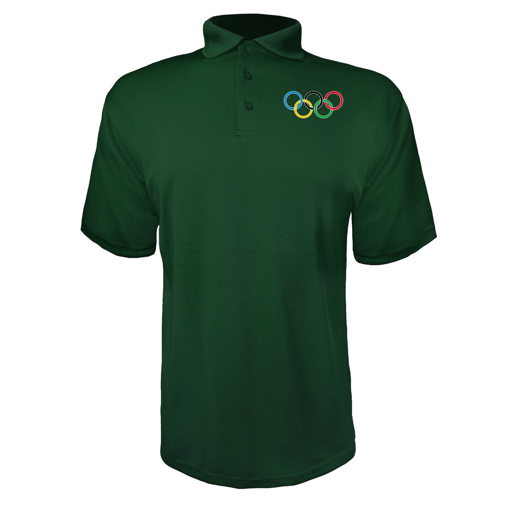 Olympic Ring BK Green polyester polo