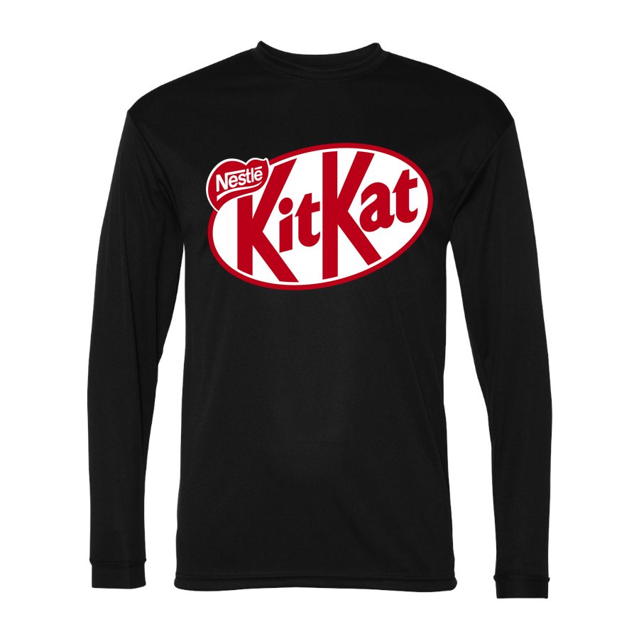 Men's Kit Kat food Polyester Long Sleeve T-Shirt - Black