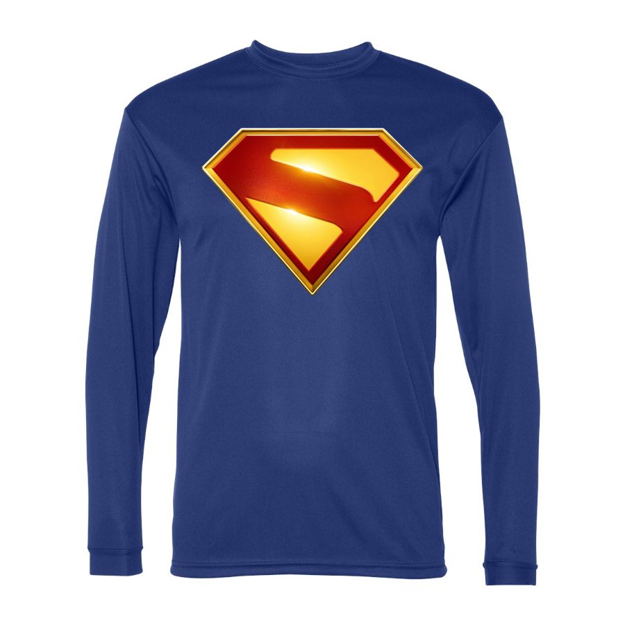 Men's Superman 2025 Polyester Long Sleeve T-Shirt - Royal Blue