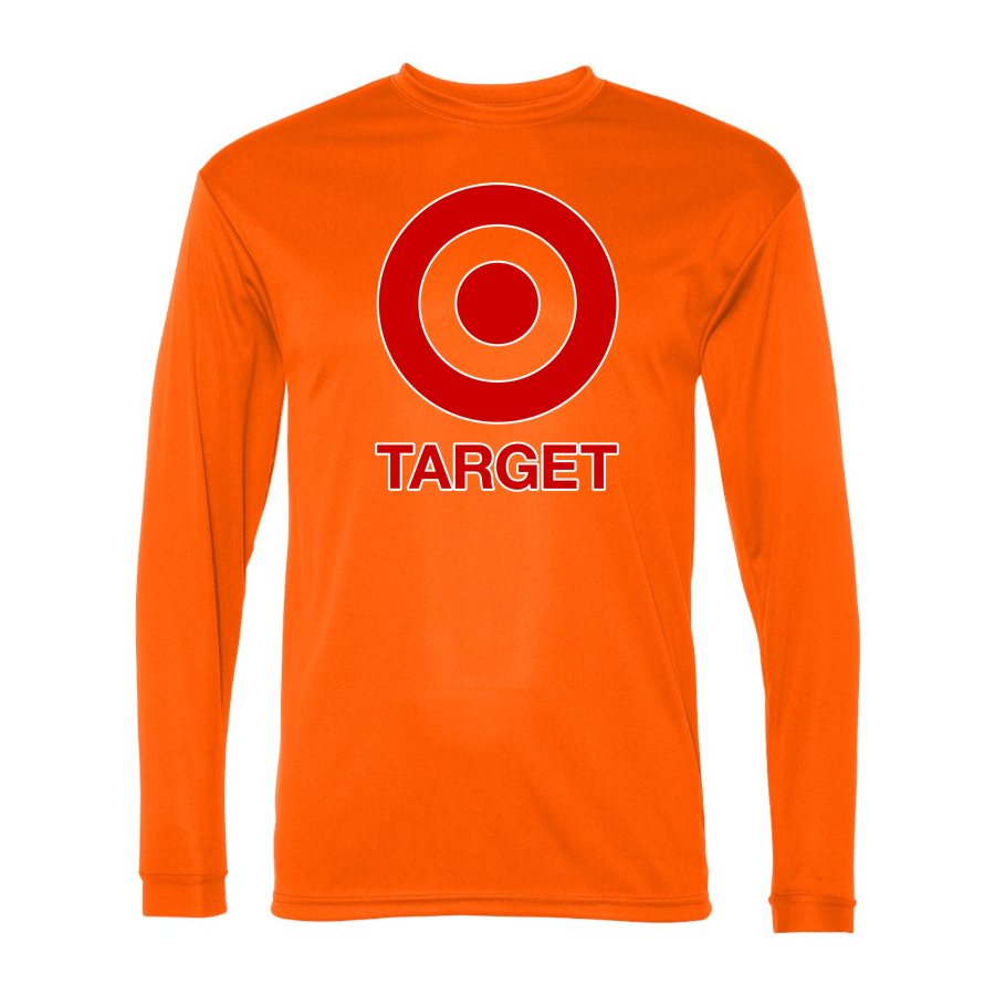 Men's Target Polyester Long Sleeve T-Shirt - Safety Orange
