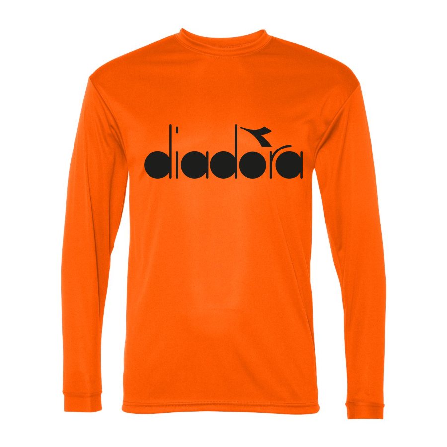 Men's Diadora Polyester Long Sleeve T-Shirt - Safety Orange