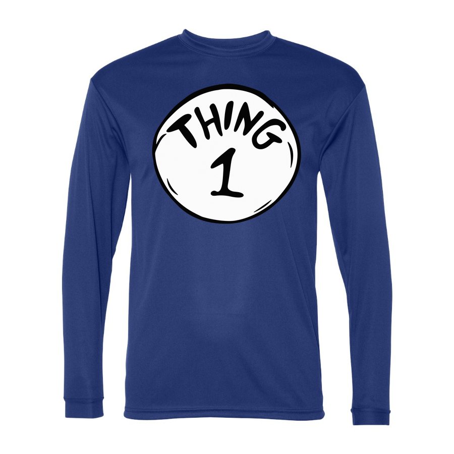 Men's Dr. Seuss Thing 1 Polyester Long Sleeve T-Shirt - Royal Blue