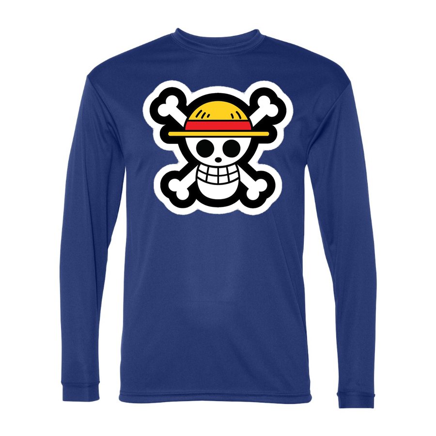 Men's Straw Hat Luffy Polyester Long Sleeve T-Shirt - Royal Blue