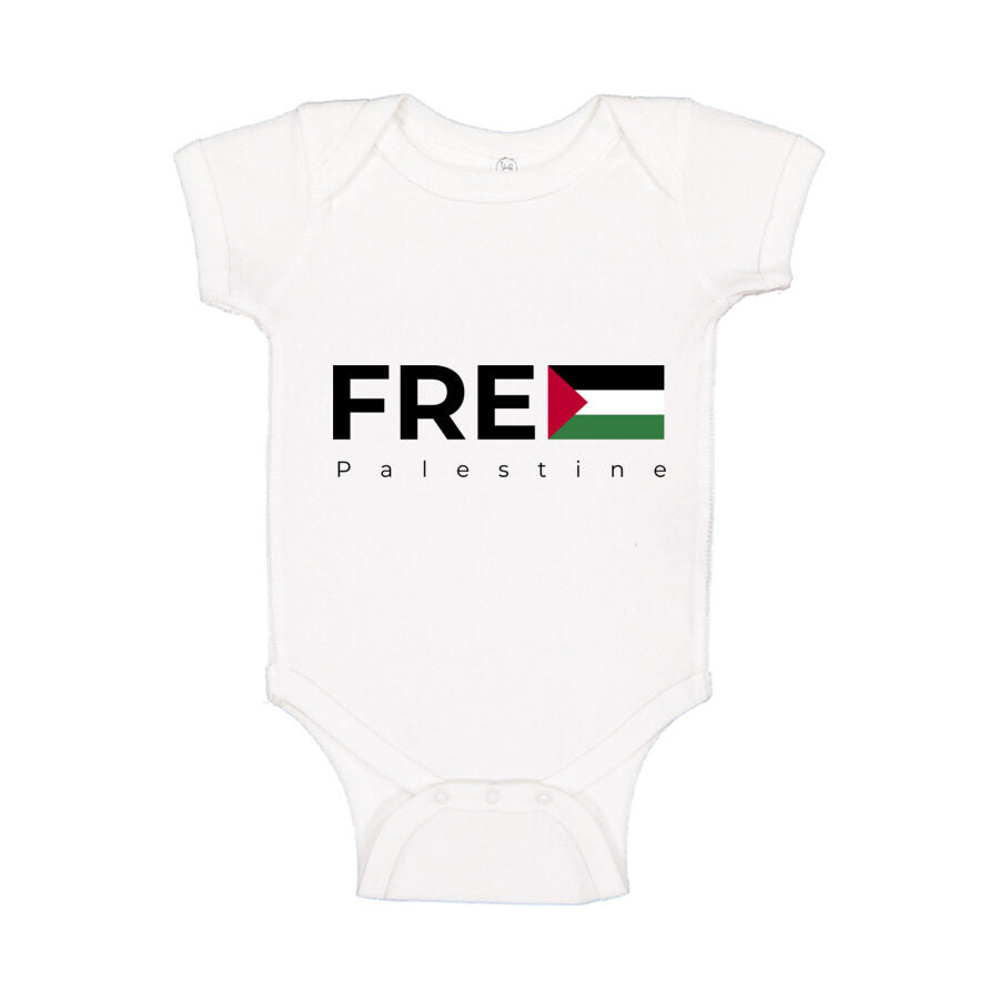 Free Palestine Black Logo Baby Romper Onesie - White