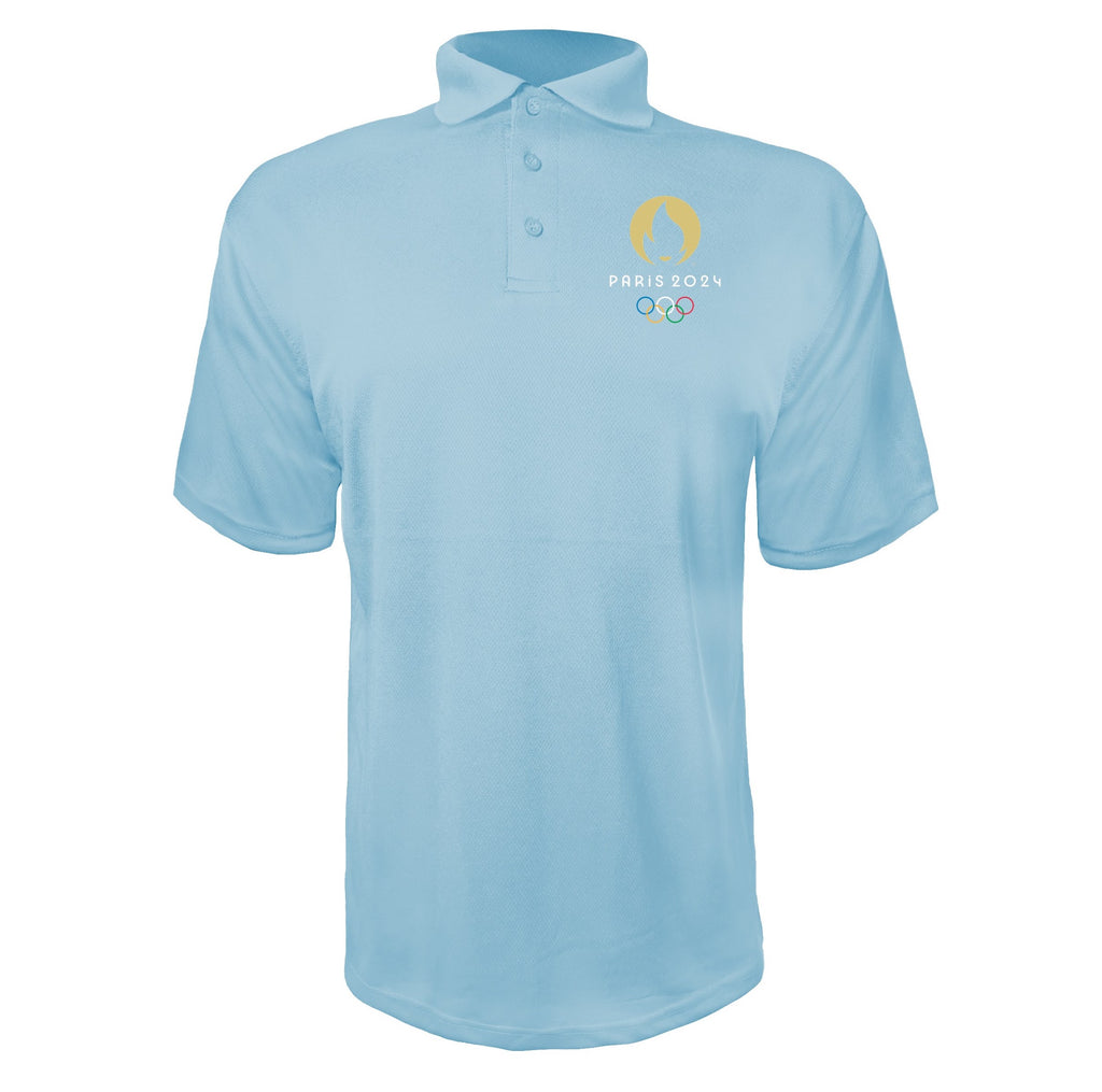 Olympics 2024 Paris White Sky Blue polyester polo