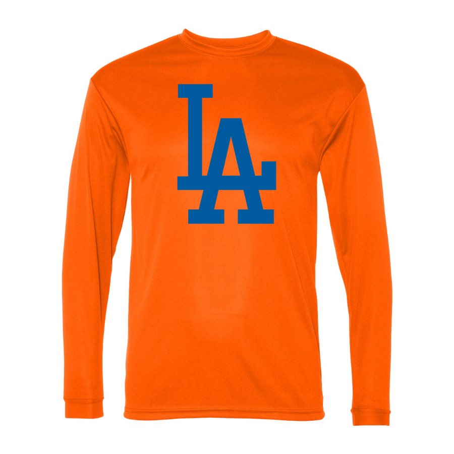 Men's Los Angeles Dodgers Polyester Long Sleeve T-Shirt - Safety Orange