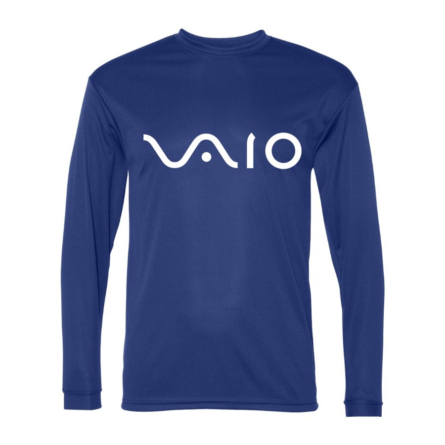 Men's Sony VAIO White Logo Polyester Long Sleeve T-Shirt - Royal Blue