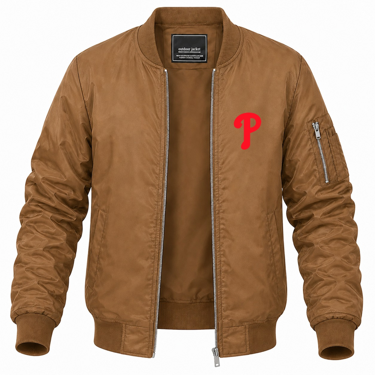 Men's Philadelphia Phillies Lightweight Bomber Jacket - Brown
