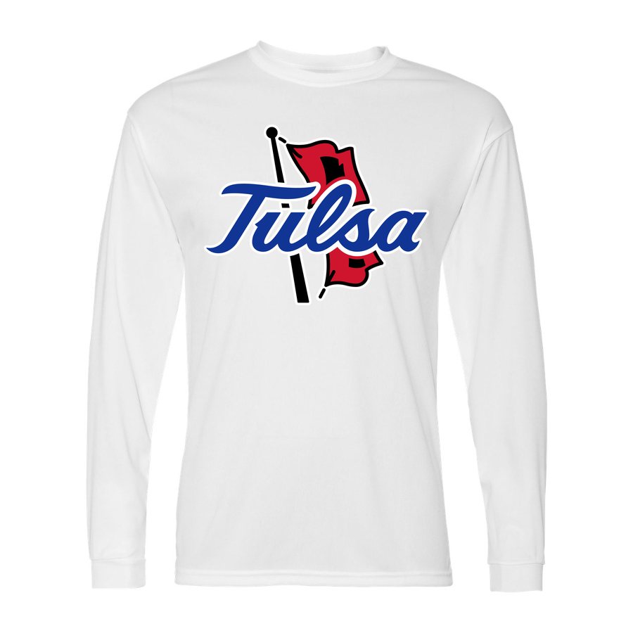Men's Tulsa Golden Hurricane Polyester Long Sleeve T-Shirt - White