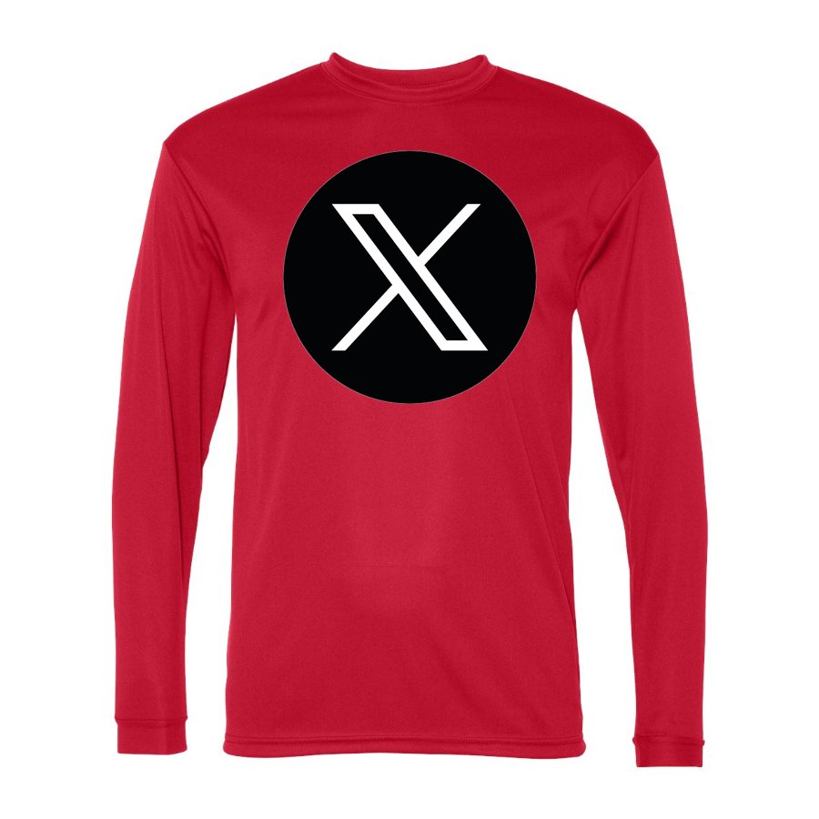 Men's Twitter X Polyester Long Sleeve T-Shirt - Red