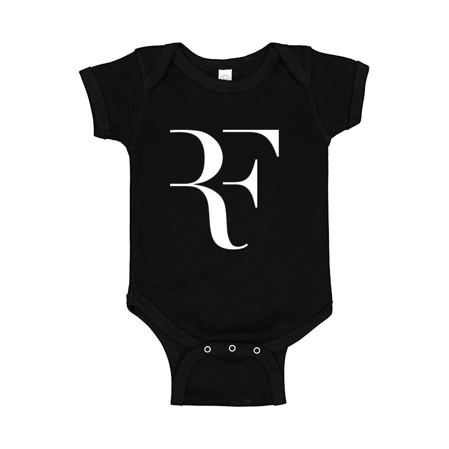 Roger Federer White Logo Baby Romper Onesie - Black